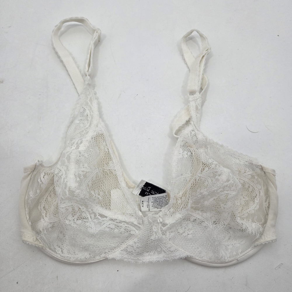 Christian Dior Bra Womens Ivory Underwire Unpadded Satin & Lace Size 34C